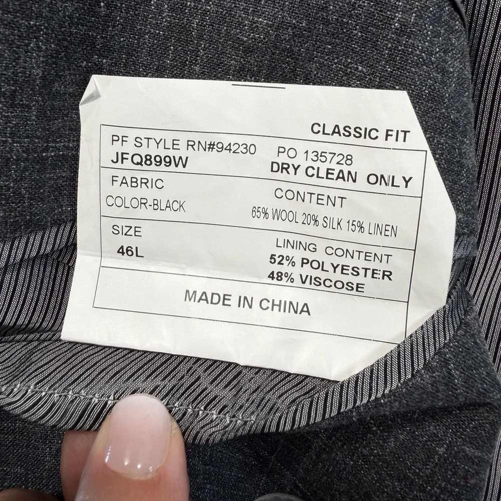Paul Fredrick Men's Gray Blazer Sport Coat Single Breasted Wool Silk Linen 46L